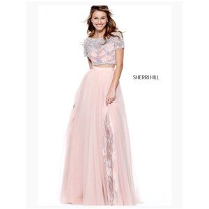 Sherri Hill Two Piece Dress in Blush Pink